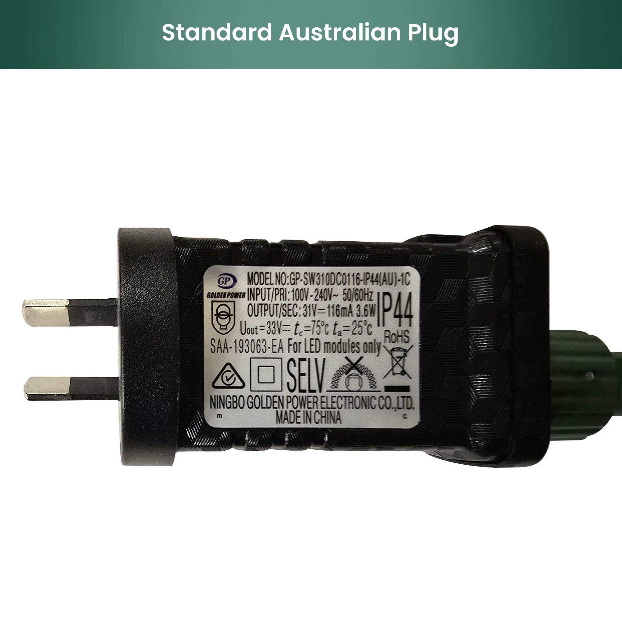 Standard plug for prelit Christmas tree light string