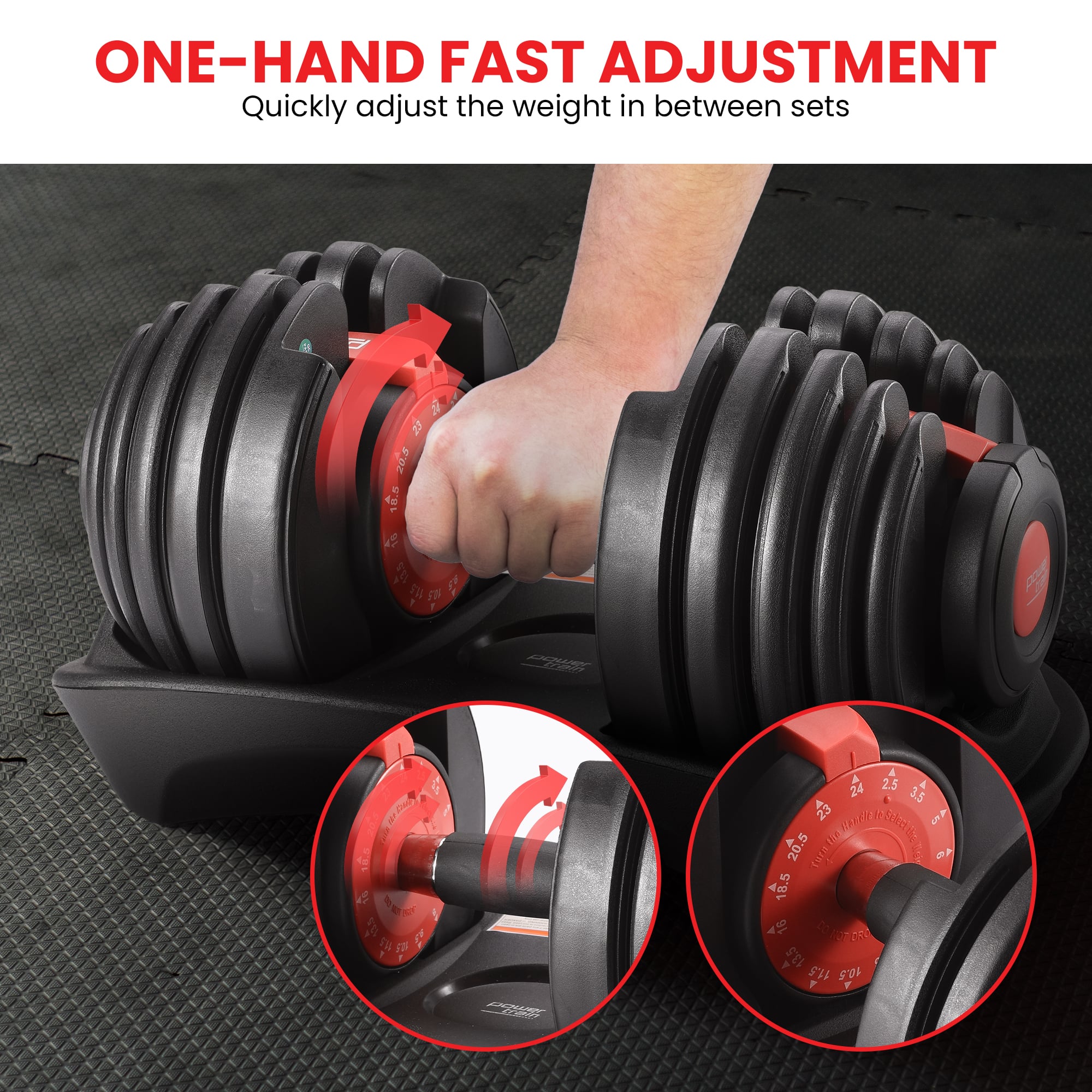 Powertrain 24kg Adjustable Dumbbell