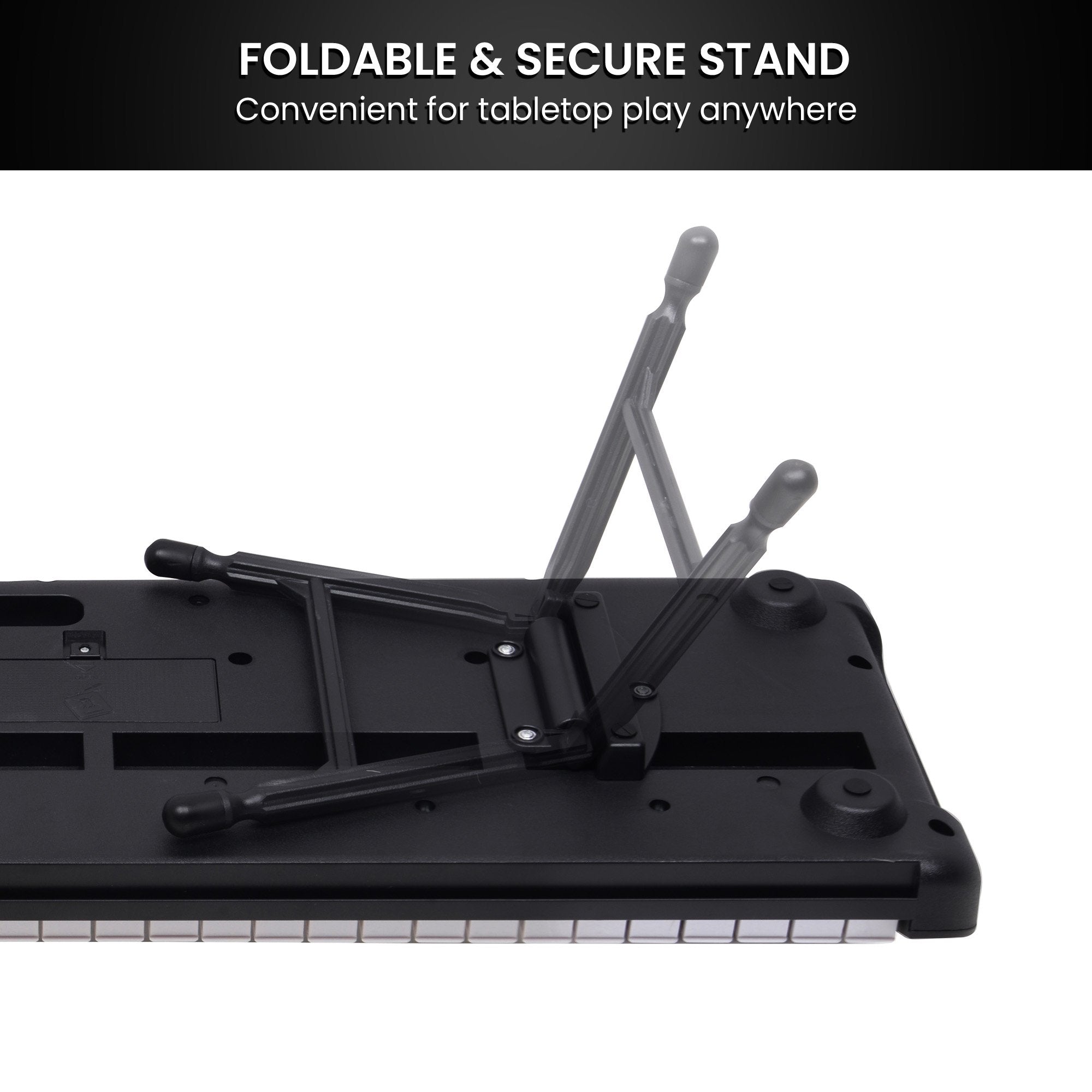 Karrera 61-Key Electronic Piano Keyboard with LED and Folding Stand in Black CHJ-SD1