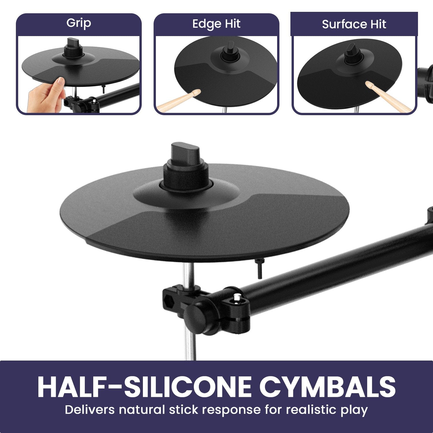 Karrera 18S Electronic Drum Kit Mesh Pads 8in Snare Bluetooth Sounds USB/MIDI Output Kick Pedals Drum Coach & Metronome