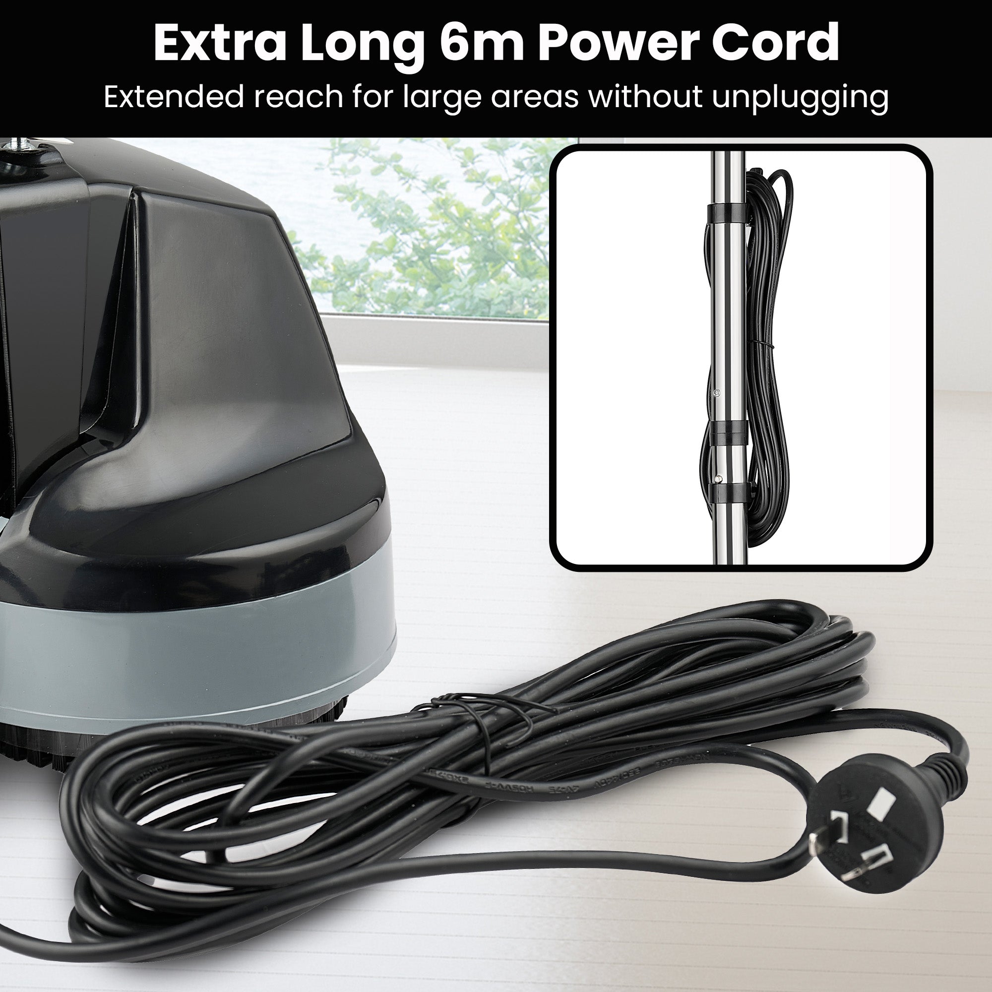 Kartrite Hauskeeper Gen2 5-in-1 Black Electric Floor Polisher Hard Waxer Buffer Scrubber Cleaner 240v With Twin Rotating Brushes 6m Power Cord