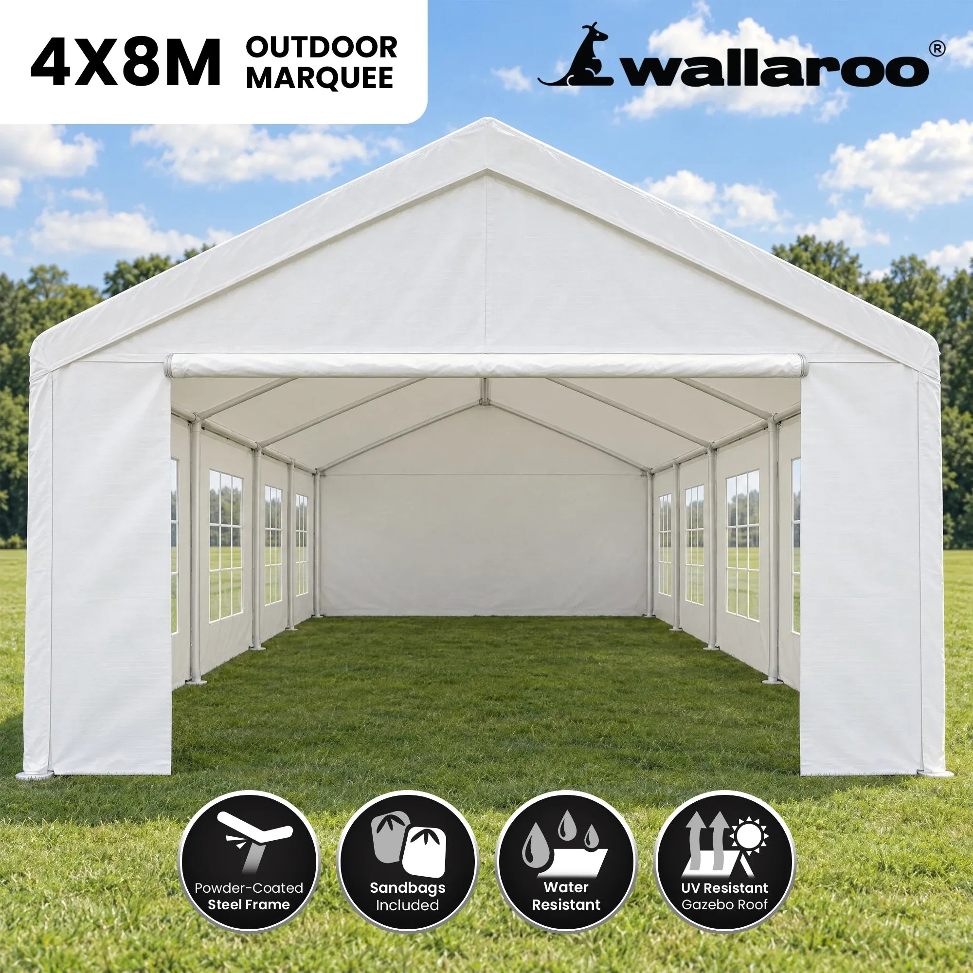Wallaroo 4x8 Outdoor event marquee - White Bedworld