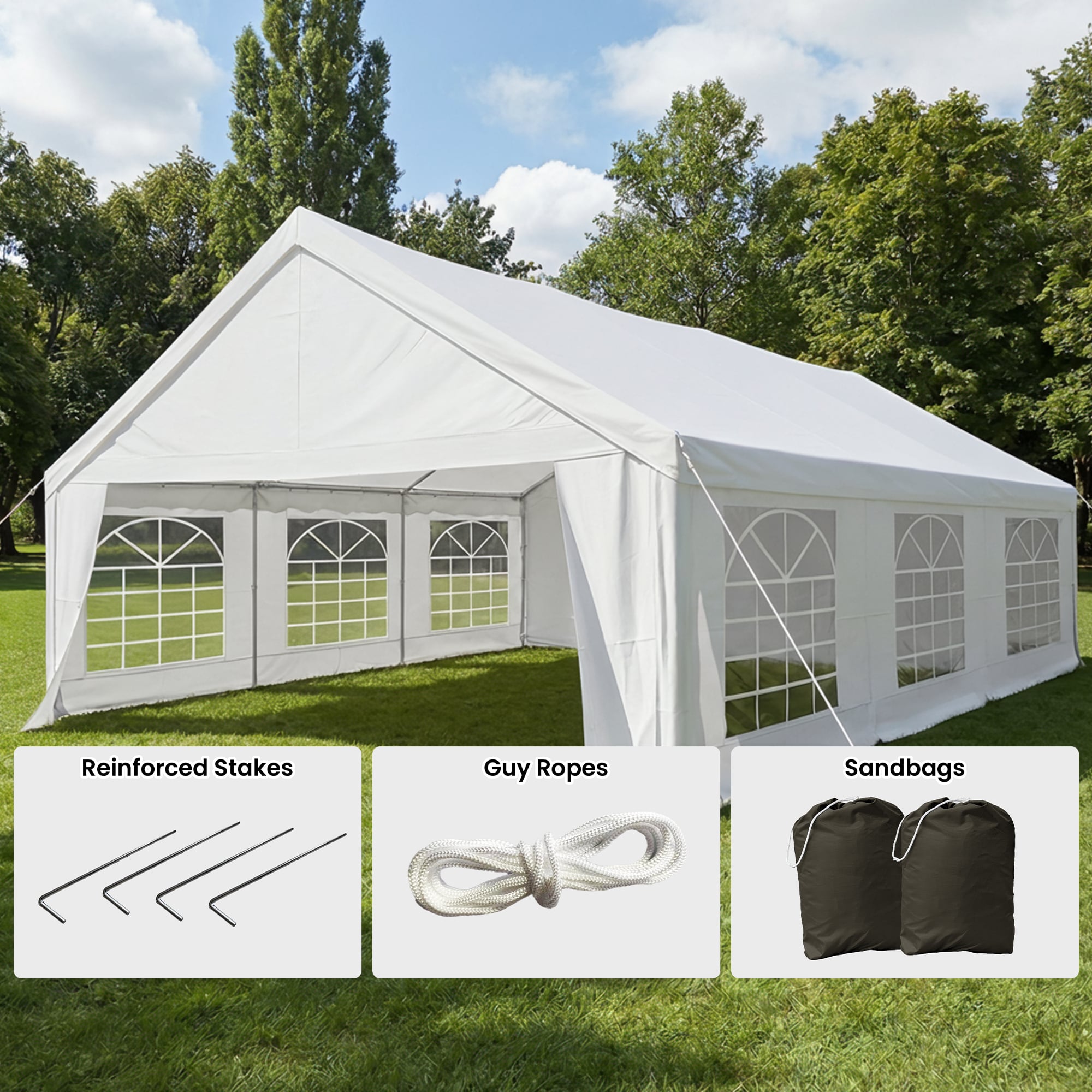 Wallaroo 6x6m Outdoor Event Marquee Gazebo Party Wedding Tent - White