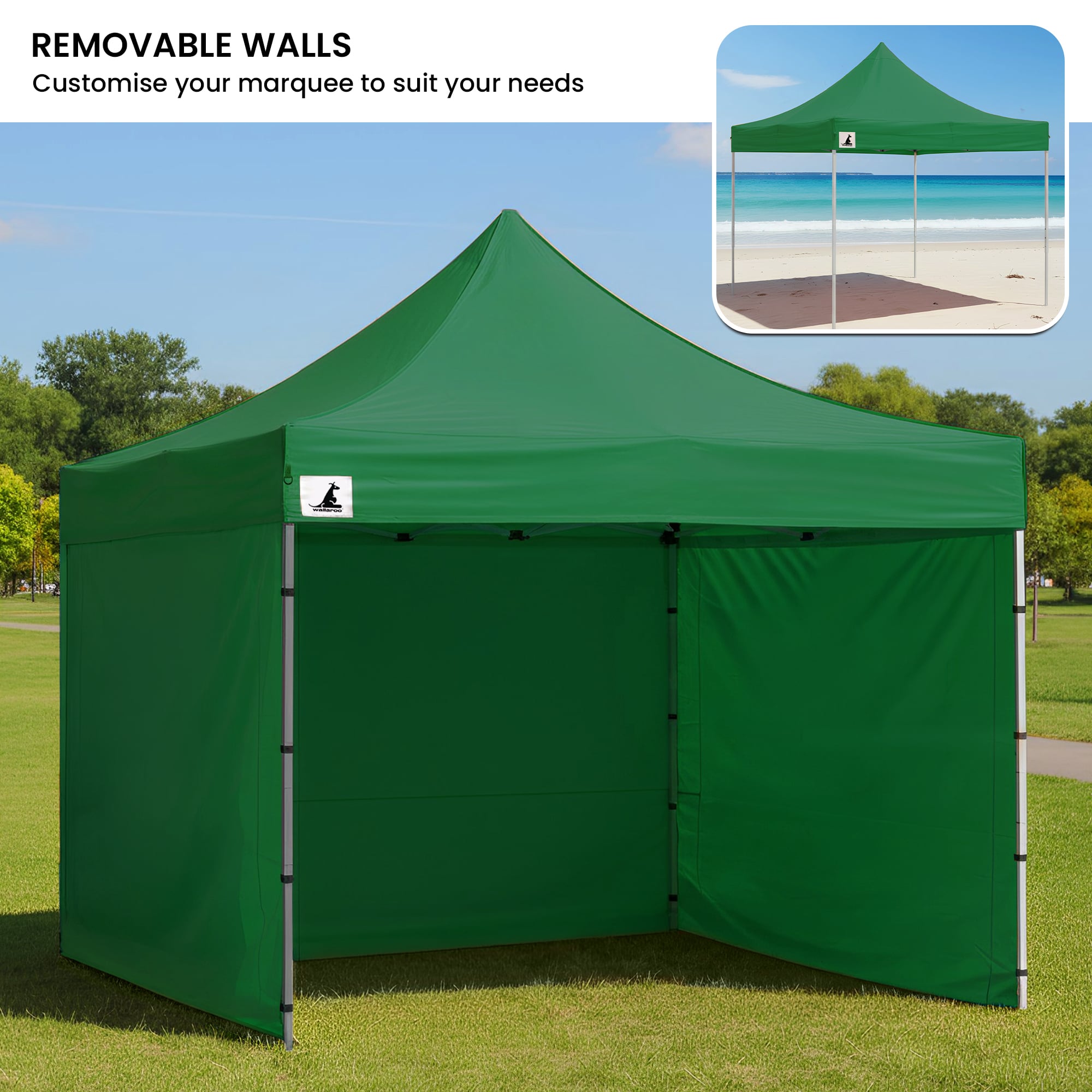 Wallaroo Gazebo Tent Marquee 3x3 Popup Outdoor - Green