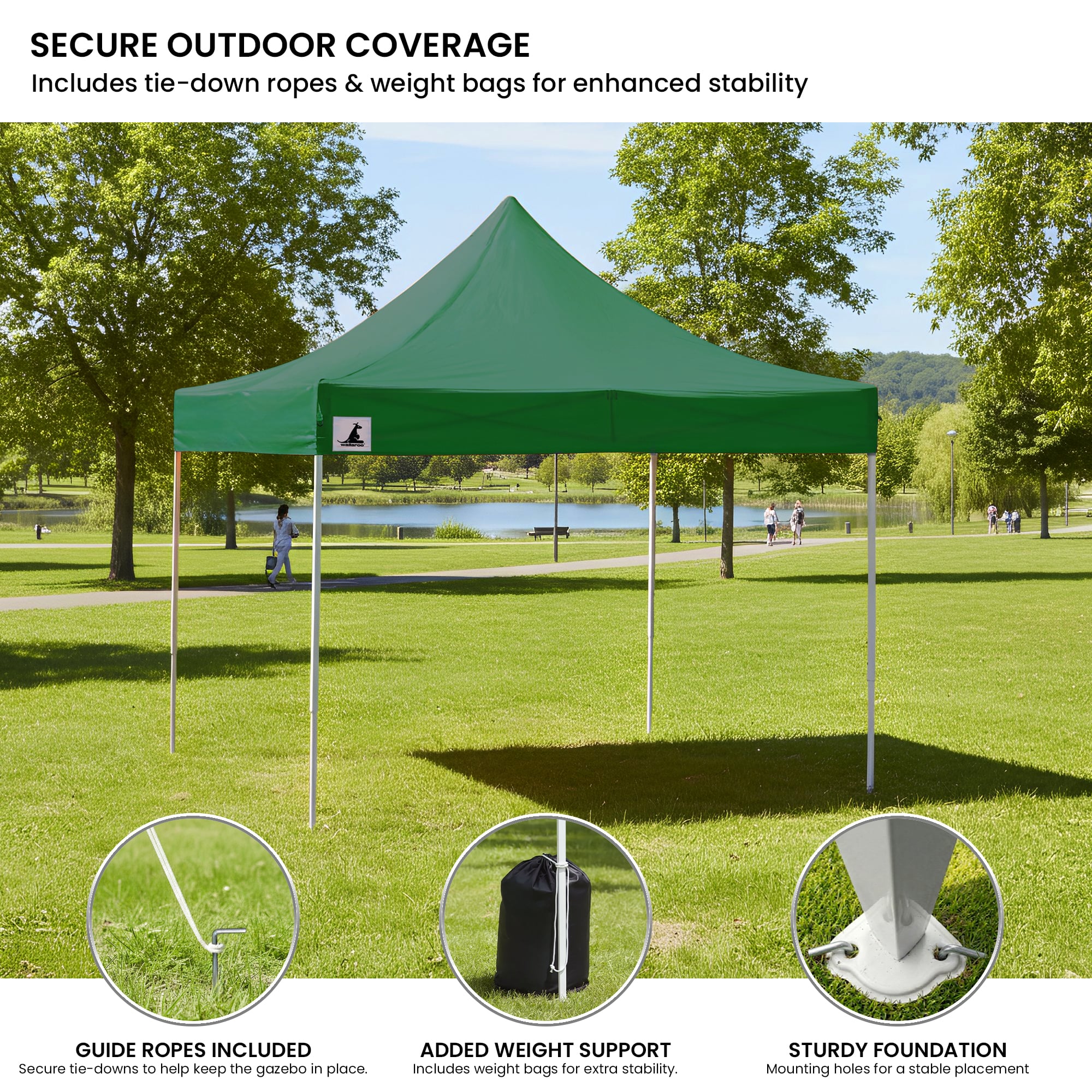 Wallaroo Gazebo Tent Marquee 3x3 Popup Outdoor - Green