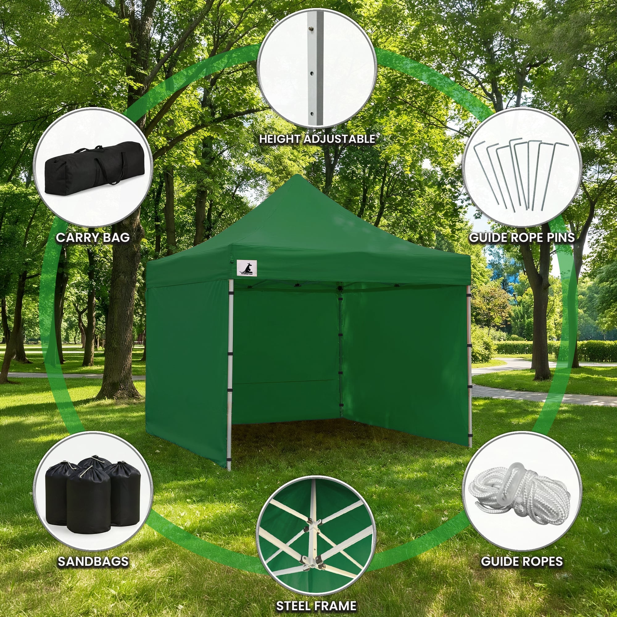Wallaroo Gazebo Tent Marquee 3x3 Popup Outdoor - Green