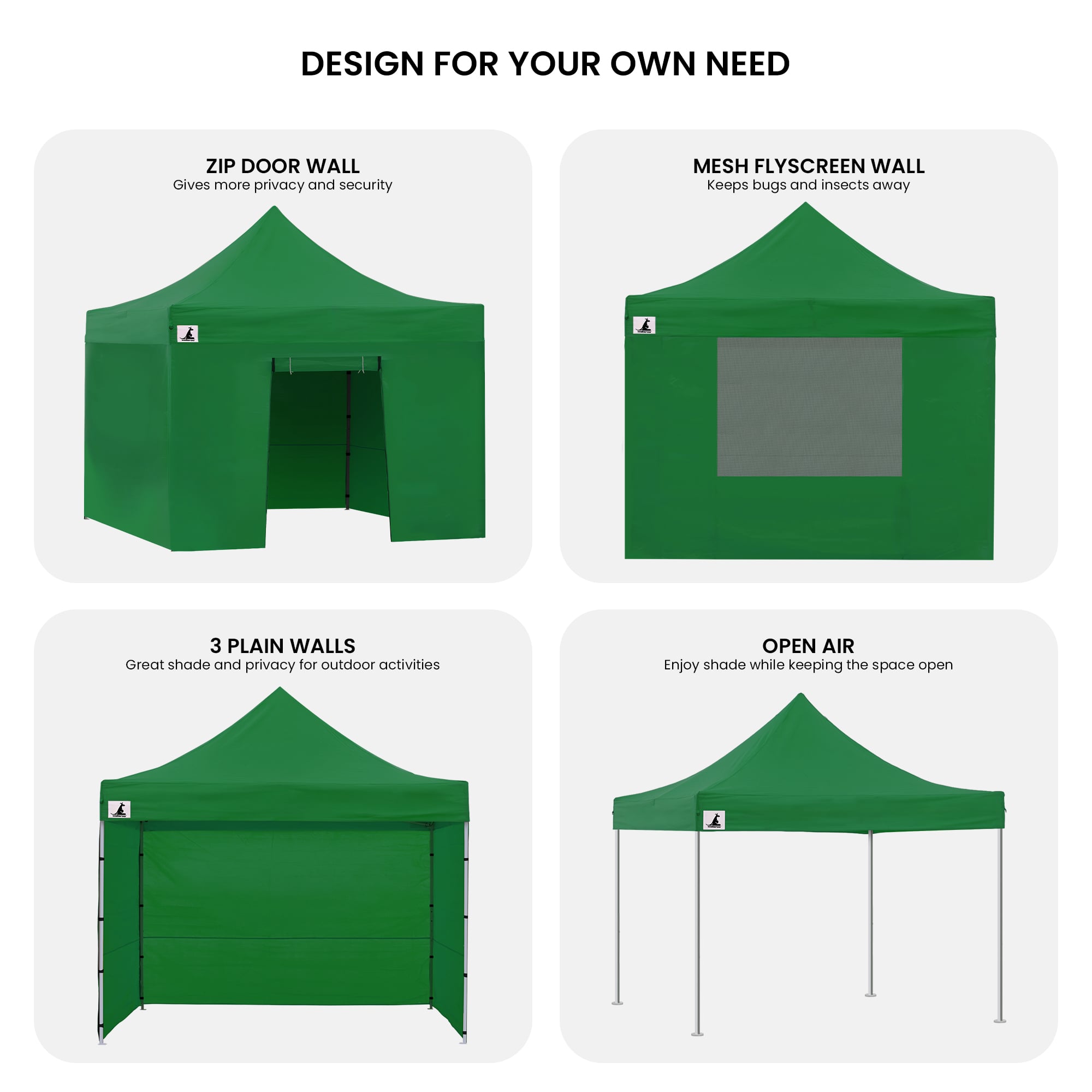 Wallaroo Gazebo Tent Marquee 3x3 Popup Outdoor - Green