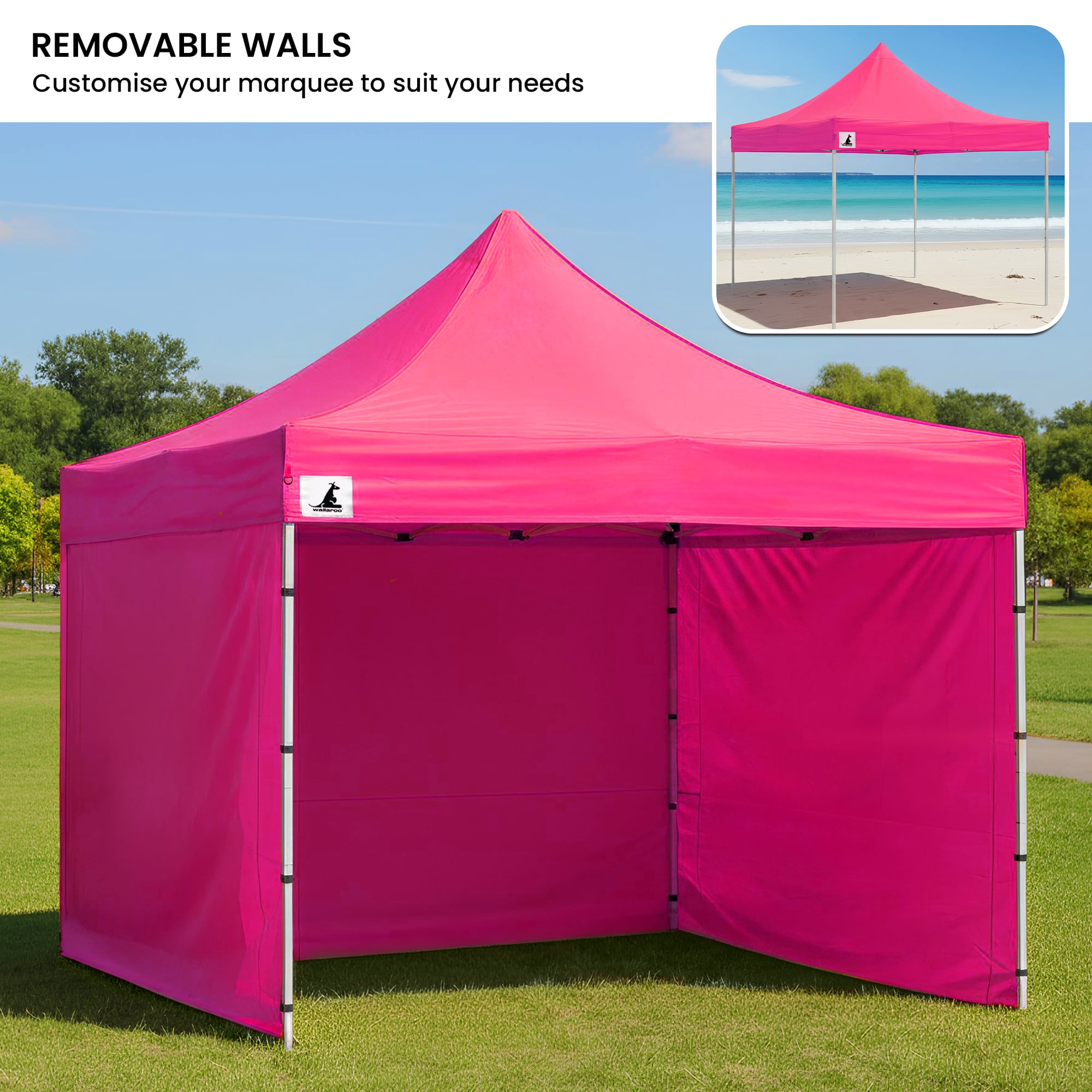 Wallaroo Gazebo Tent Marquee 3x3 PopUp Outdoor Pink