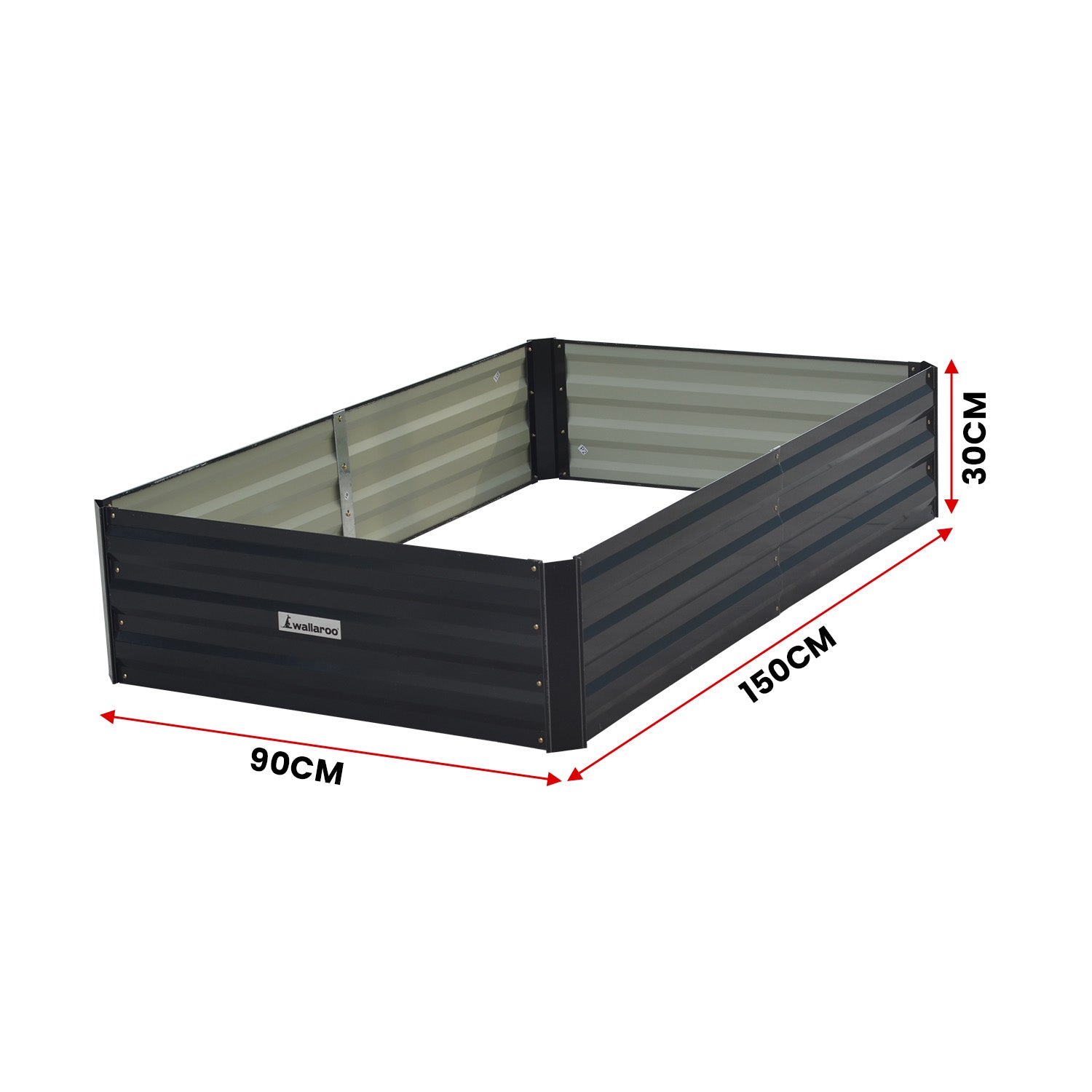 30cm Galvanized Steel Garden Bed - Black
