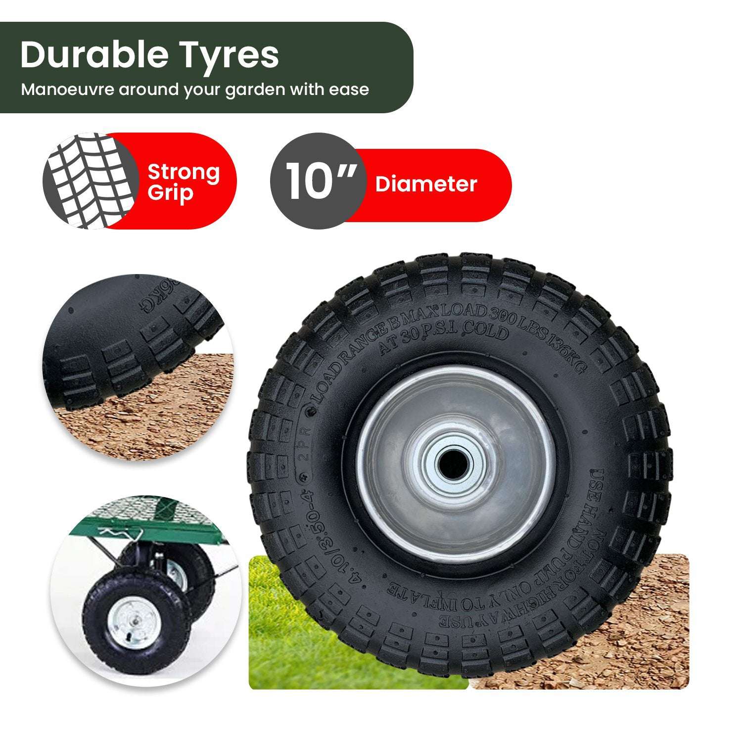 Wallaroo Steel Mesh Garden Trolley Cart - Green