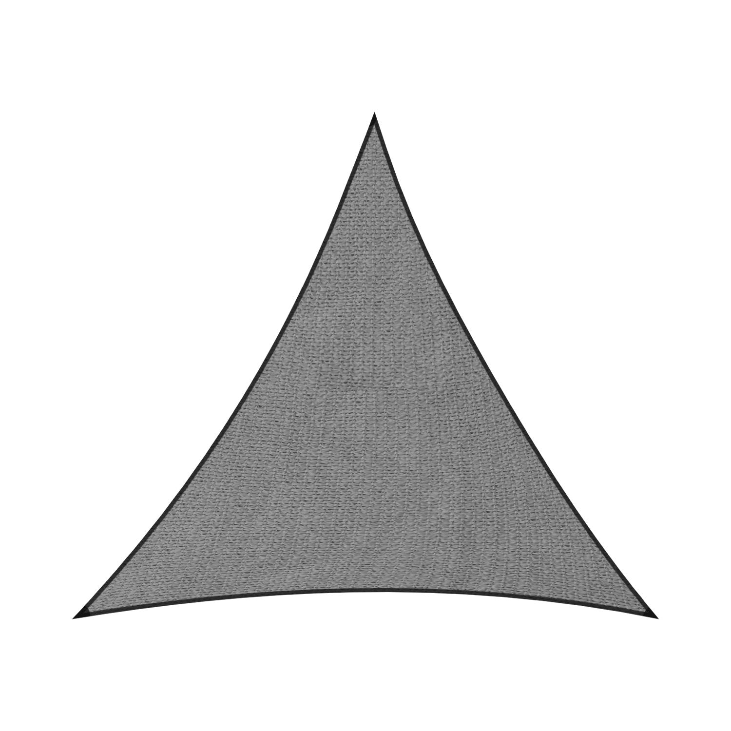 Grey triangular sun shade sail canopy with pointed ends and straight edges