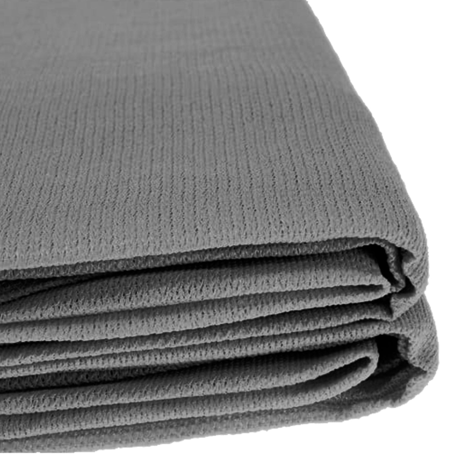 Grey shade sail fabric folds with stitched hem and binding edge