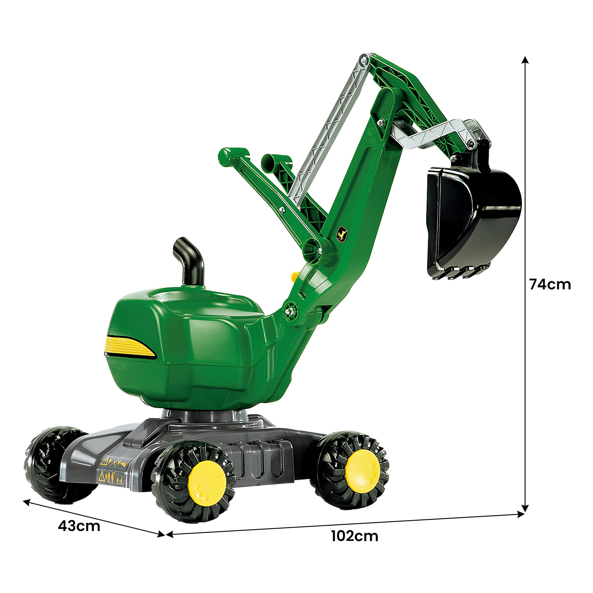 John Deere RT421022 Rolly Digger XL Ride-On Excavator Childrens Toy 360 deg Rotation, Work Scoop & Levers All-Terrain