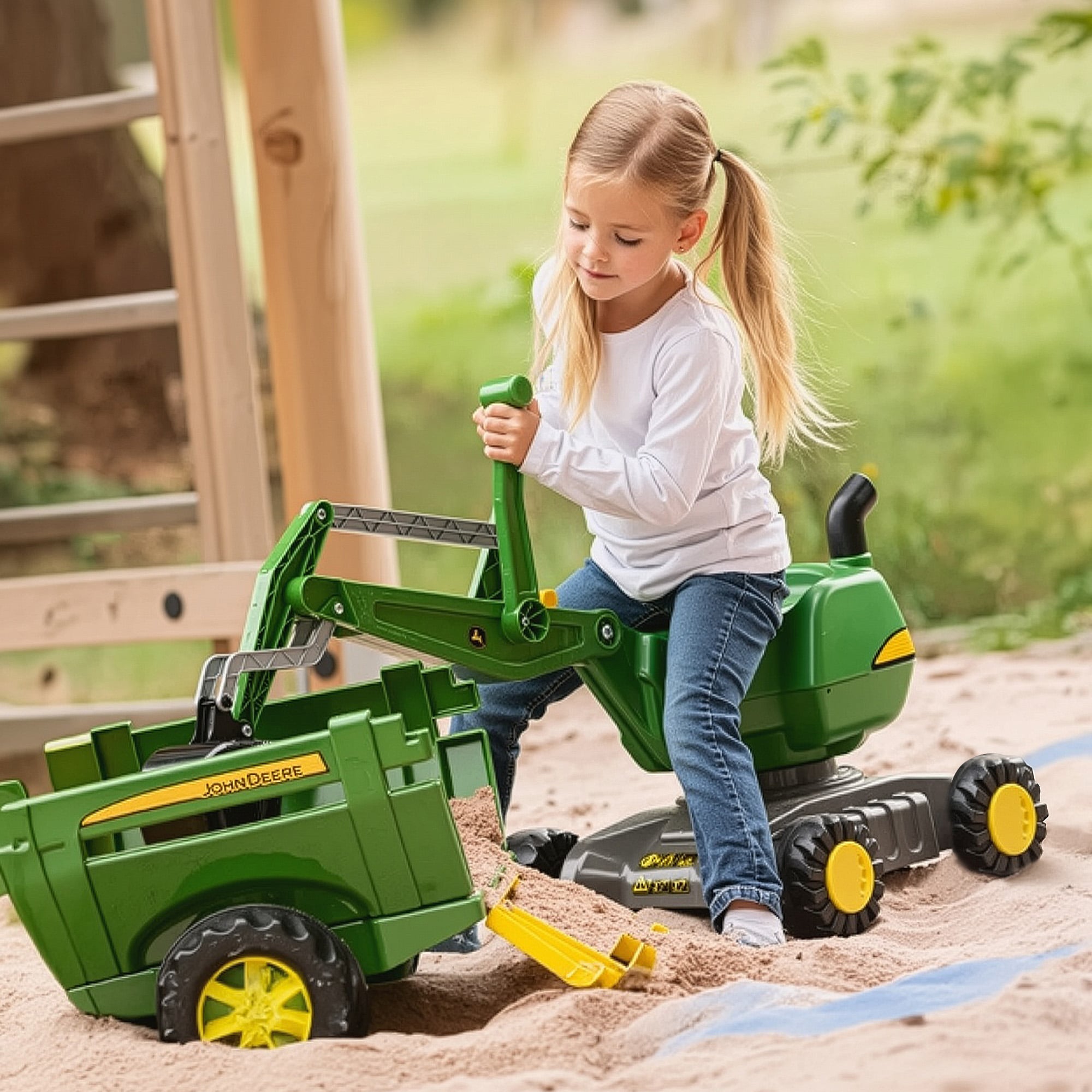 John Deere RT421022 Rolly Digger XL Ride-On Excavator Childrens Toy 360 deg Rotation, Work Scoop & Levers All-Terrain