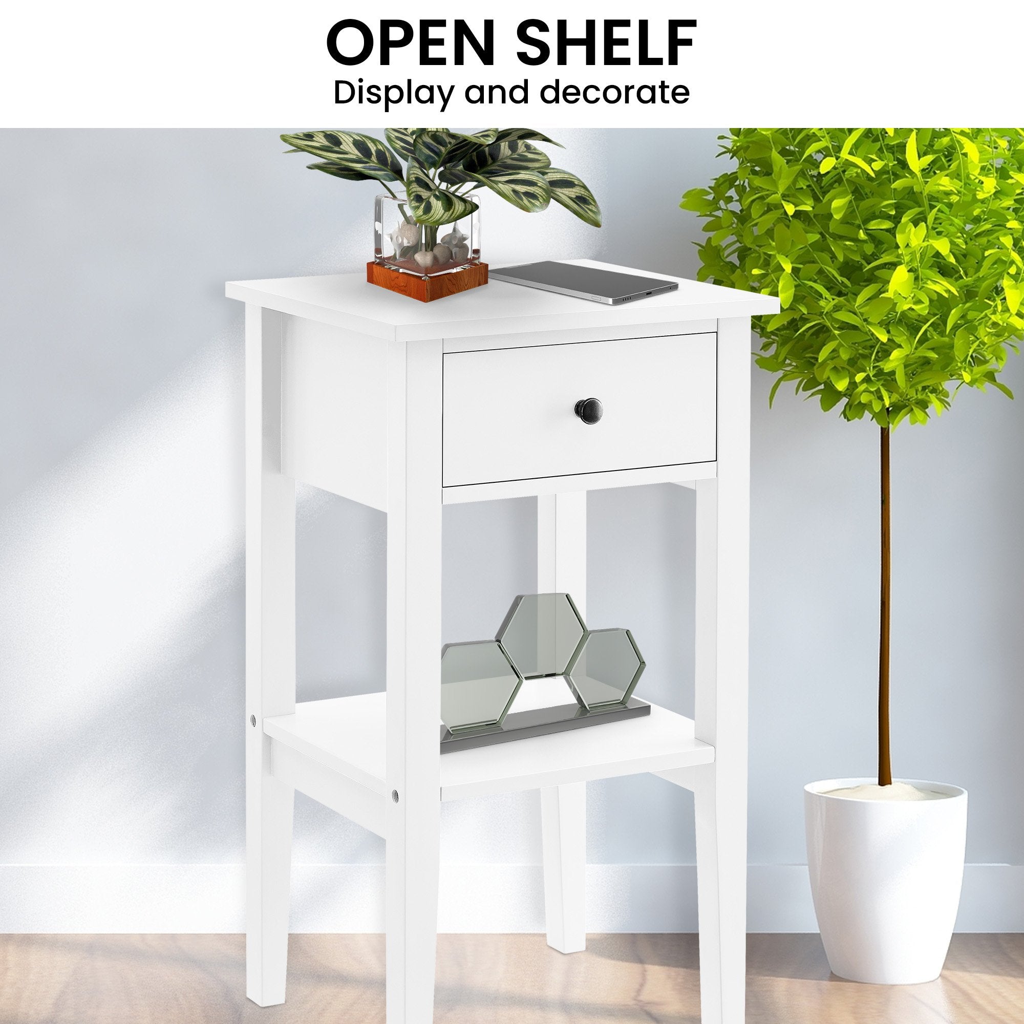 Sarantino Rue Bedside Table in White