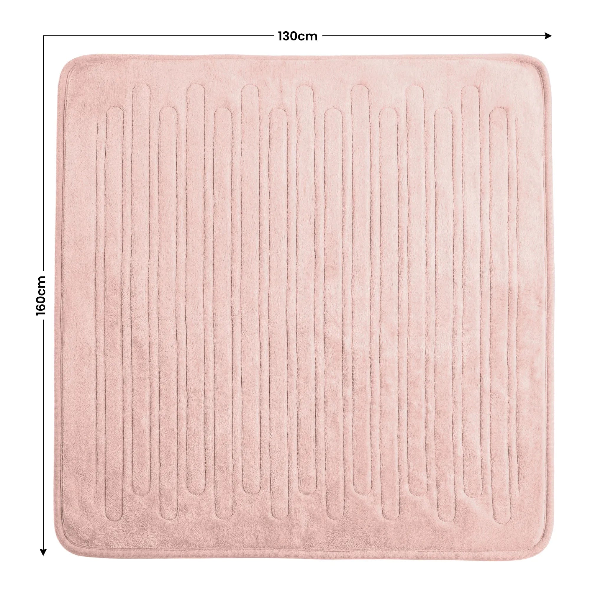 Square coral pink heated throw blanket with textured fleece finish