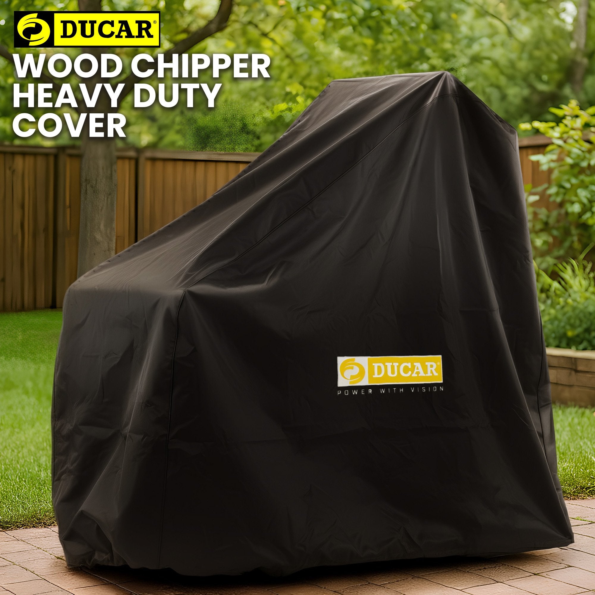 Garden wood chipper cover, black, for Ducar wood chipper shredder mulcher