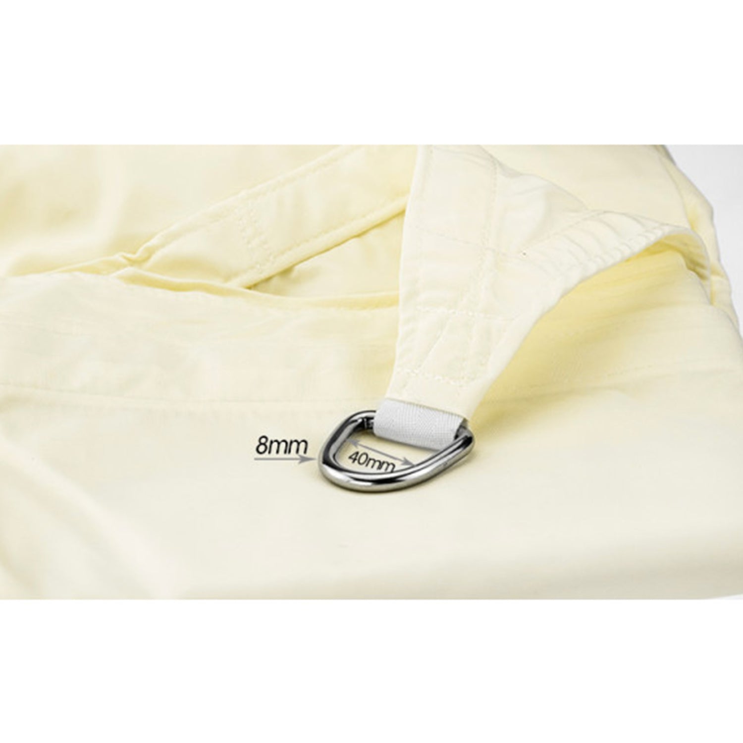 Waterproof shade sail corner strap with 8mm webbing and metal D-ring