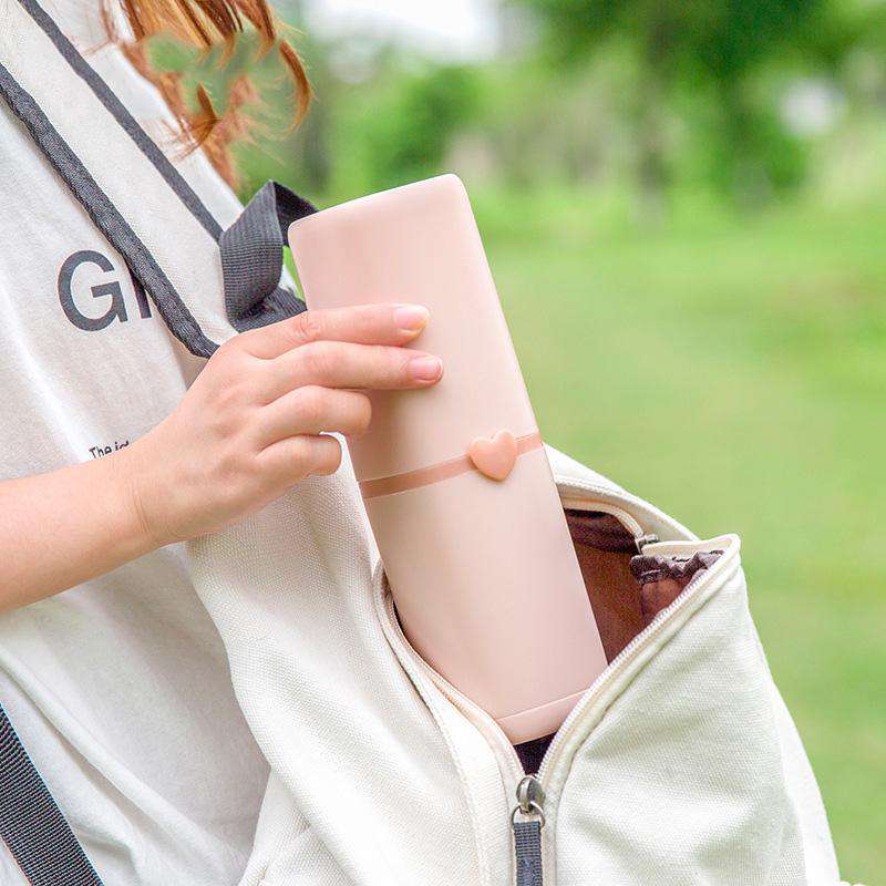 Portable Toothbrush Holder Tooth Mug Toothpaste Cup Bath Travel Box Accessories Set Pink