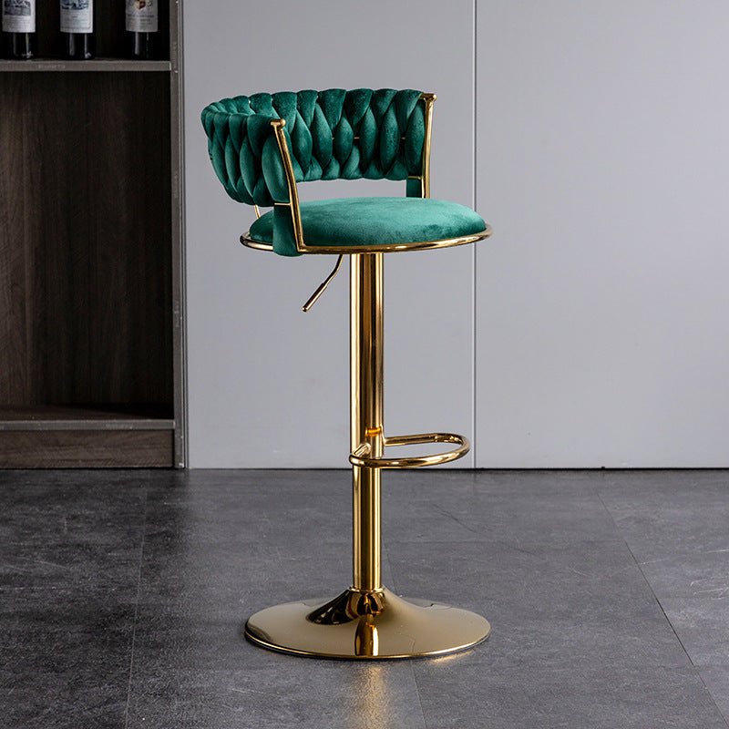 SERENIT? Green Velvet Seat Kitchen Breakfast Bar Stools Counter Height Barstools with Back Cushioned Chairs for Home Bar x2