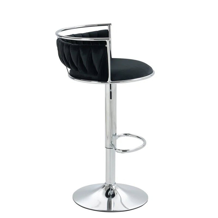 SERENIT? Silver Swivel Upholstered Velvet Adjustable Height Counter Stool with Metal Frame Black (Set of 2)