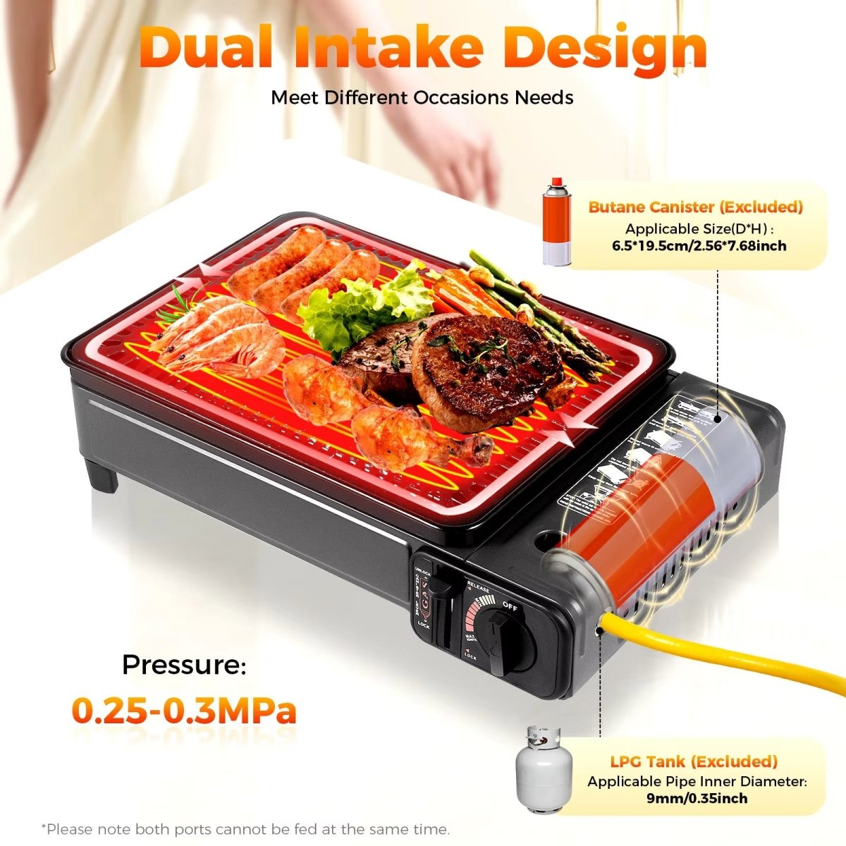 Portable Gas Stove Burner Butane BBQ Camping Gas Cooker With Non Stick Plate Black