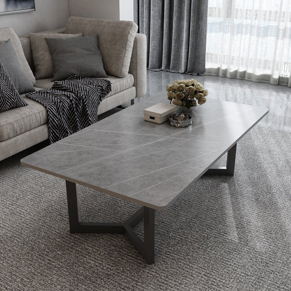 120x60cm Matte Grey Minimalist Slate Coffee Table Marble Tea Table Liv