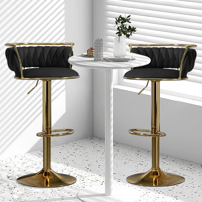 SERENIT? Golden Swivel Upholstered Velvet Adjustable Height Counter Stool with Metal Frame Black (Set of 2)