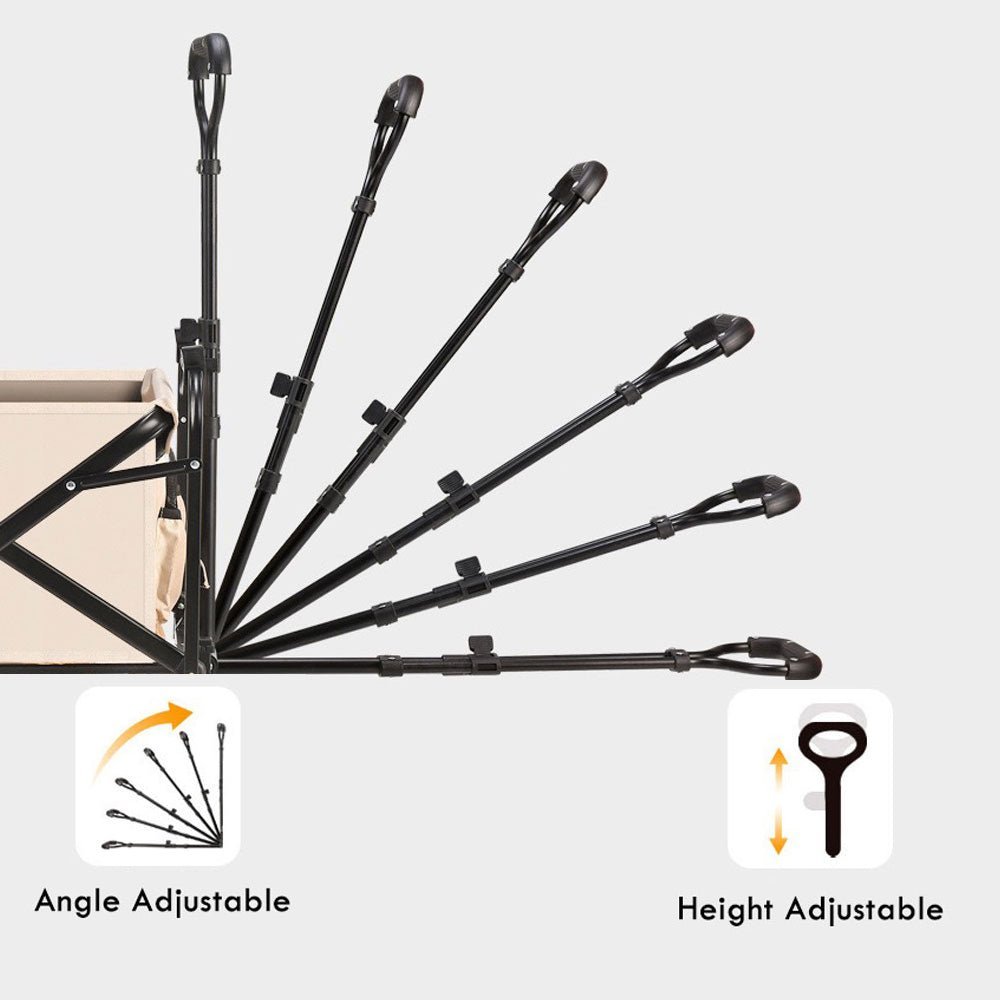 Collapsible wagon cart with angle- and height-adjustable push handles