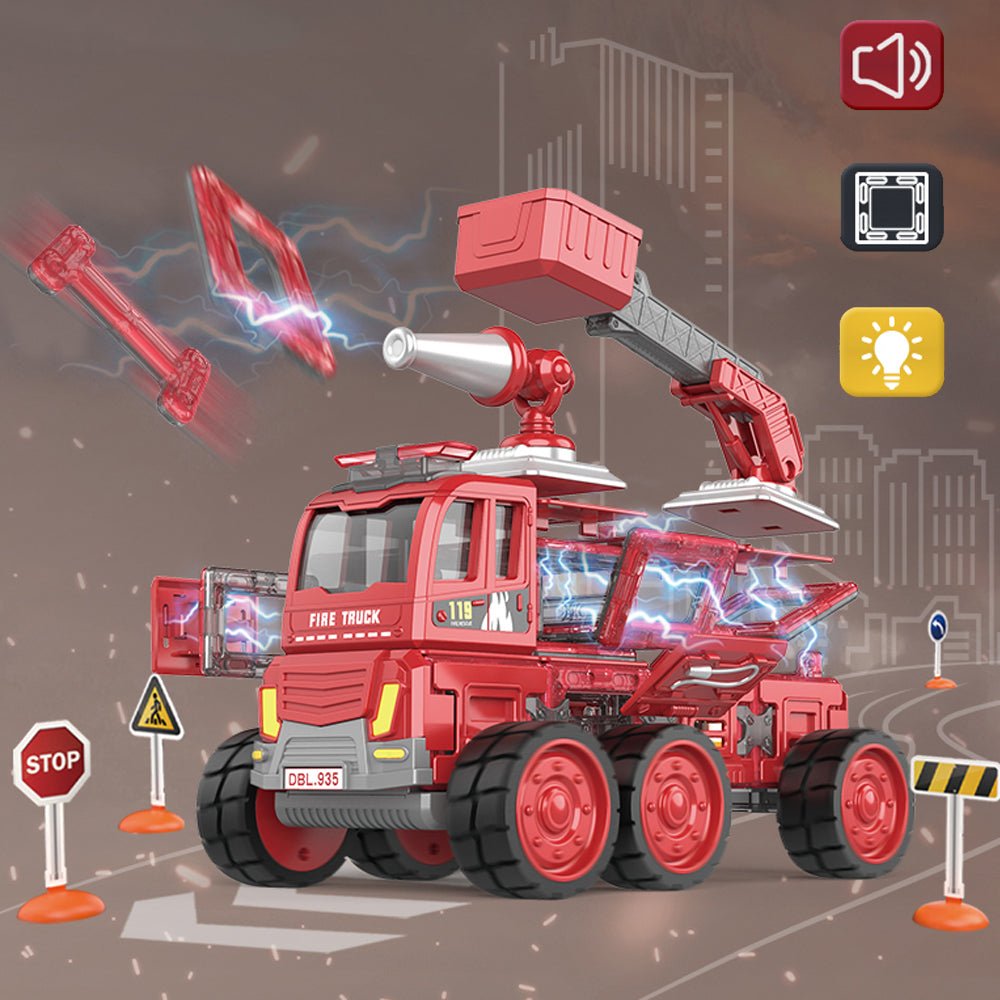DanBaoLe Magnetic Fire Truck DIY Assembly Eneineering Vehicle