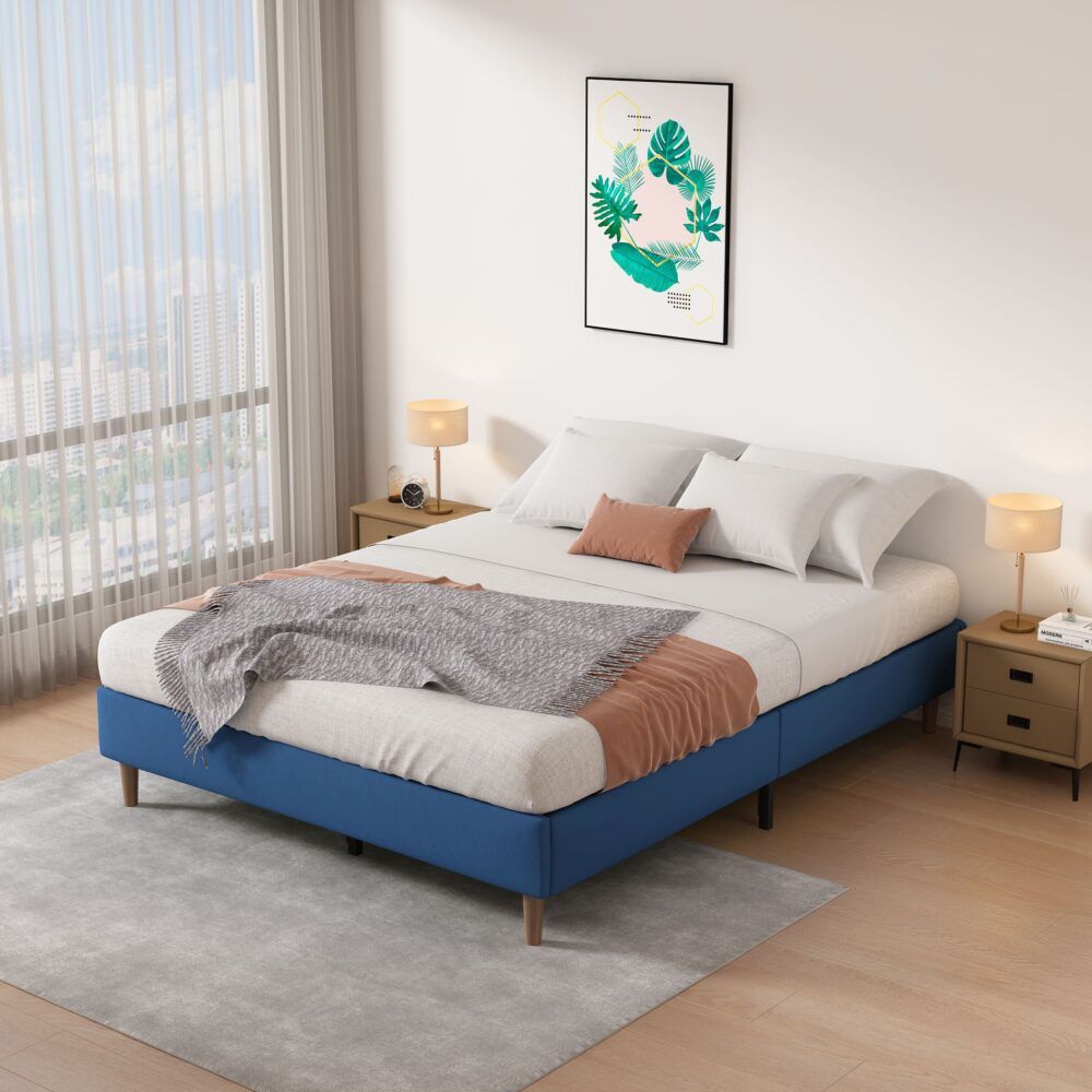 Velvet Blue Bed Frame  Queen
