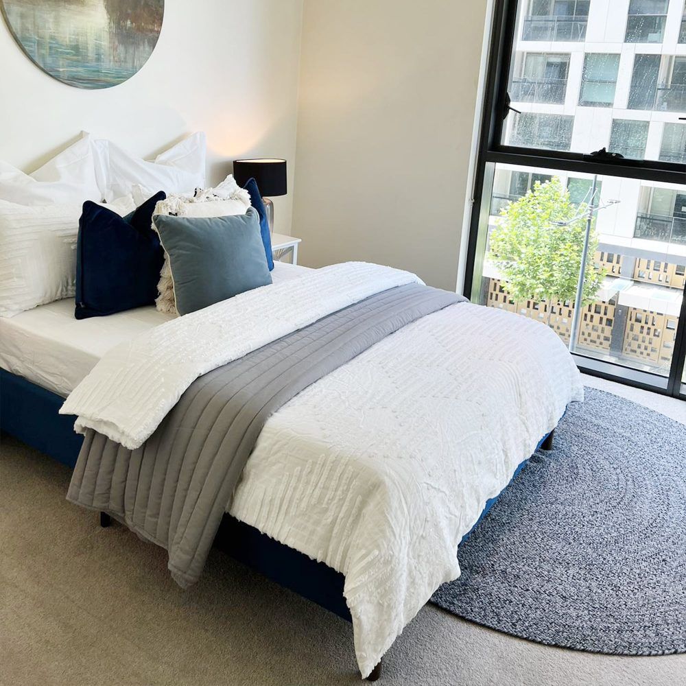 Velvet Blue Bed Frame  Queen