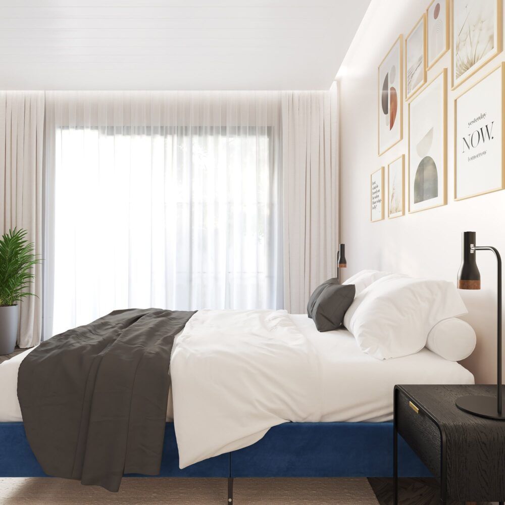 Velvet Blue Bed Frame  Queen