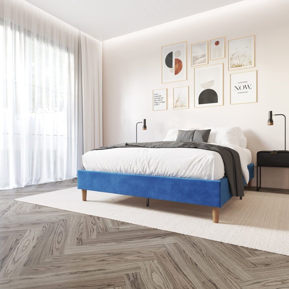 Velvet Blue Bed Frame  Single