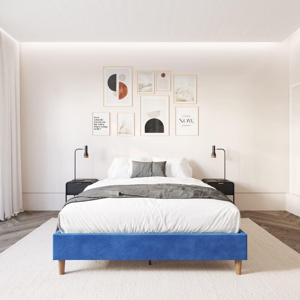 Velvet Blue Bed Frame  Single