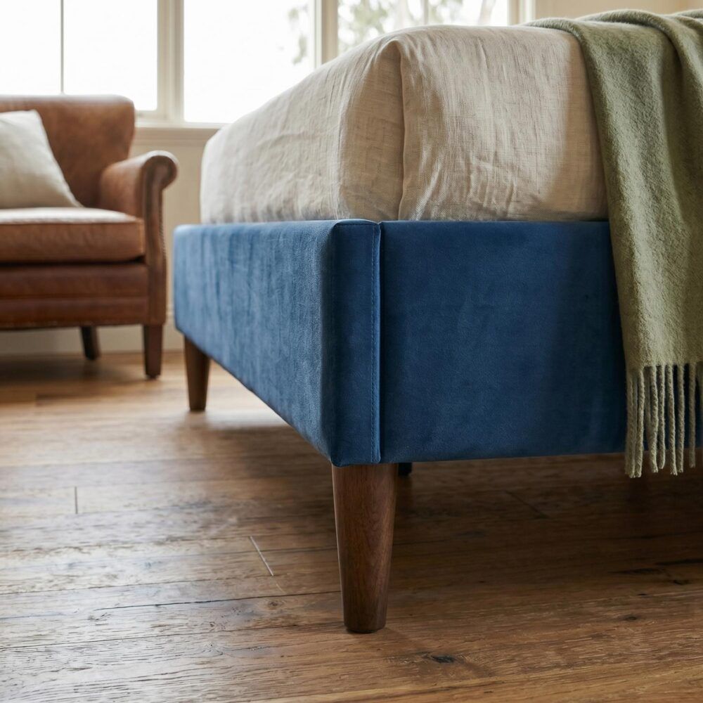 Velvet Blue Bed Frame  Single