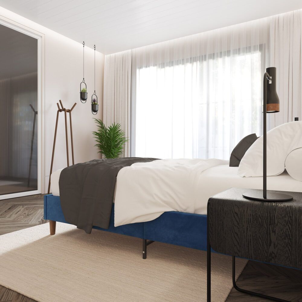 Velvet Blue Bed Frame  Single