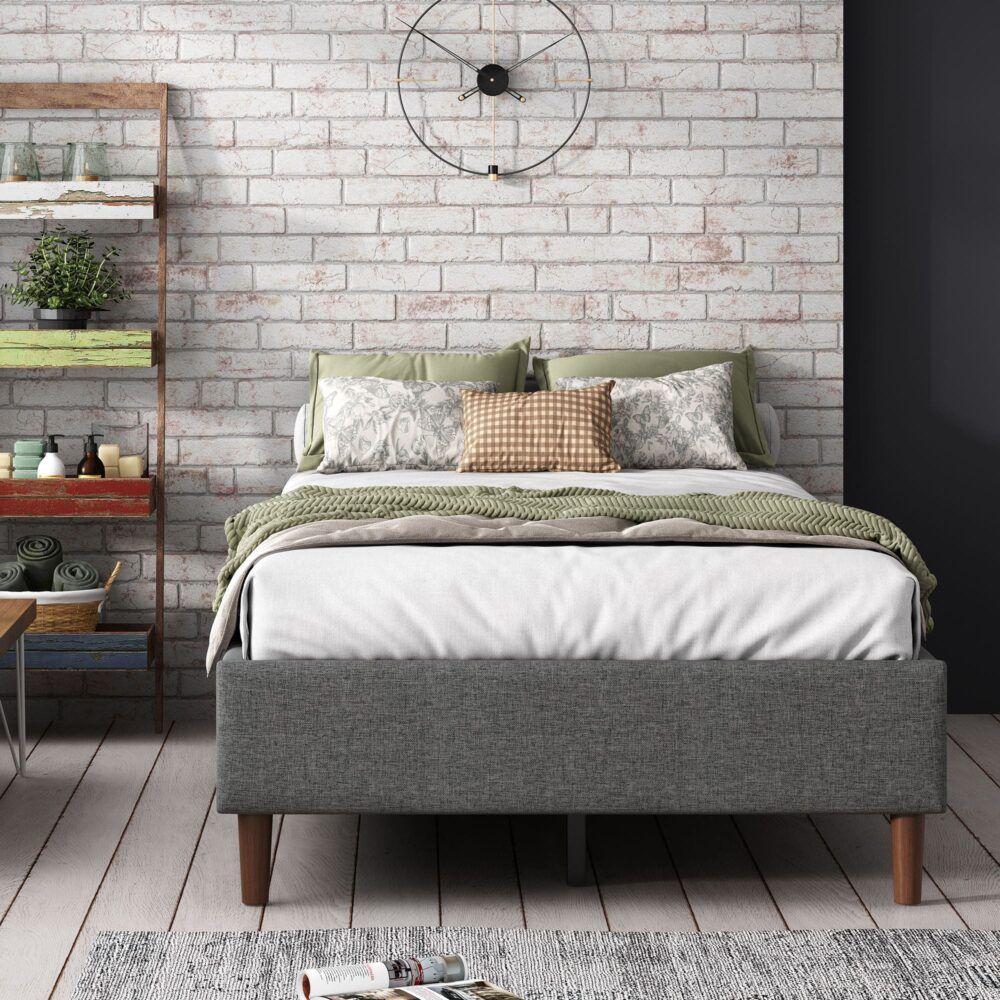Bed Frame Mattress Foundation (Dark Grey)  Queen