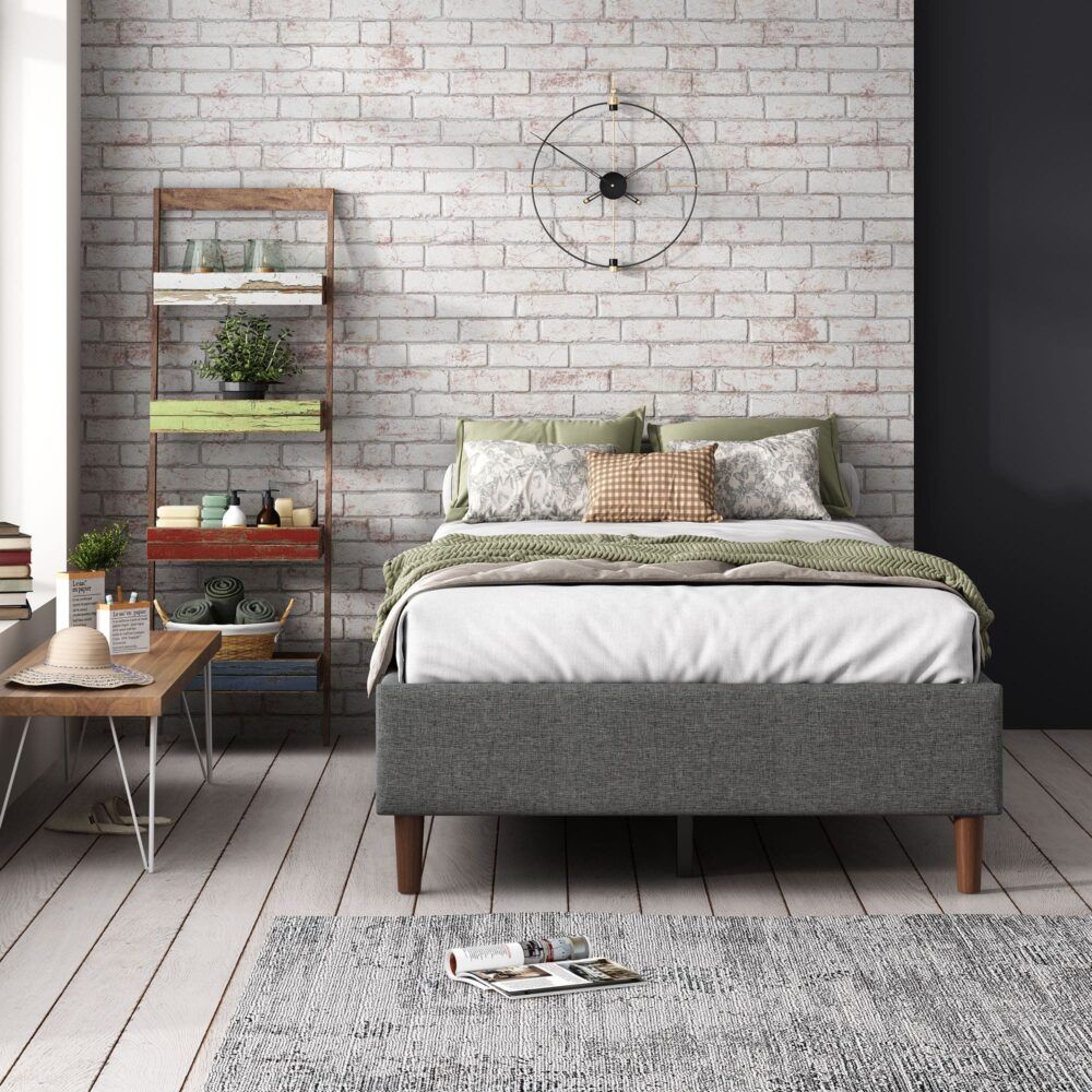 Bed Frame Mattress Foundation (Dark Grey)  Queen
