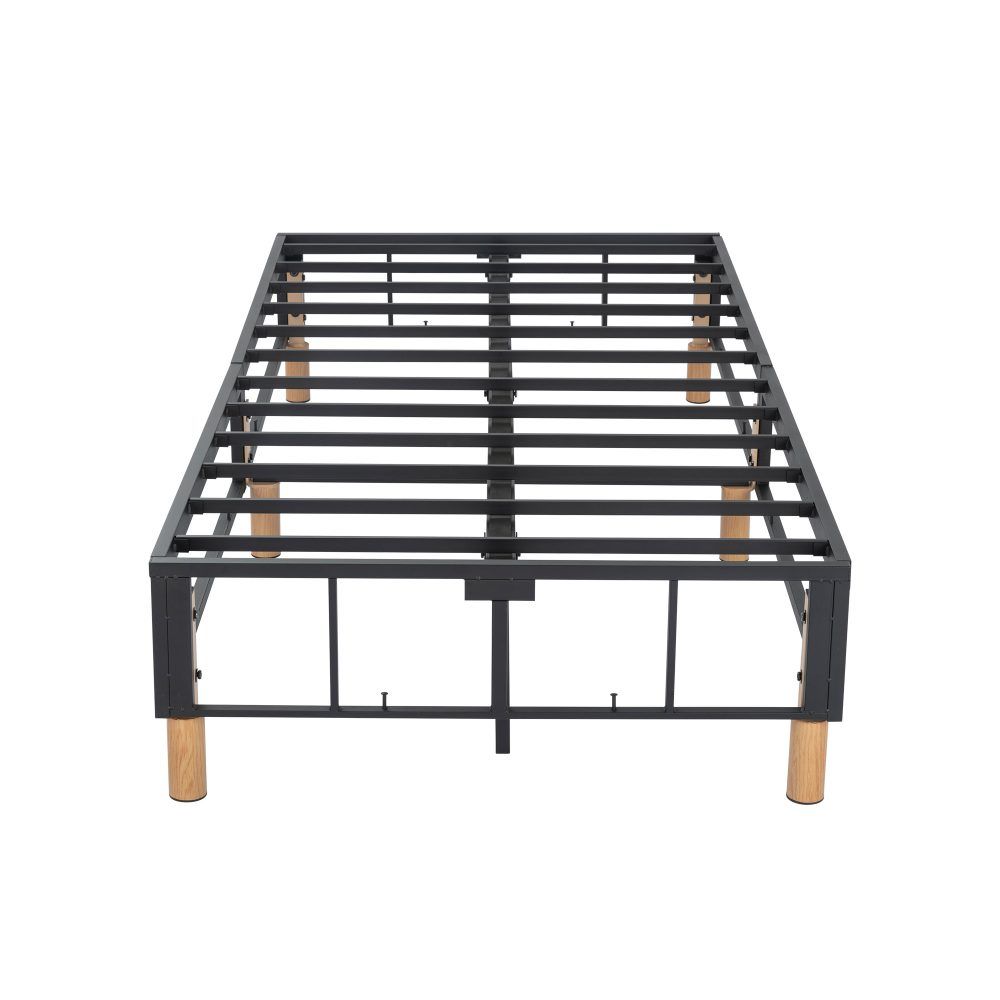 Metal Bed Frame Mattress Foundation Blue  King