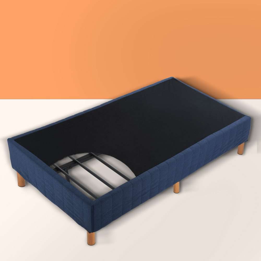 Metal Bed Frame Mattress Foundation Blue – Queen