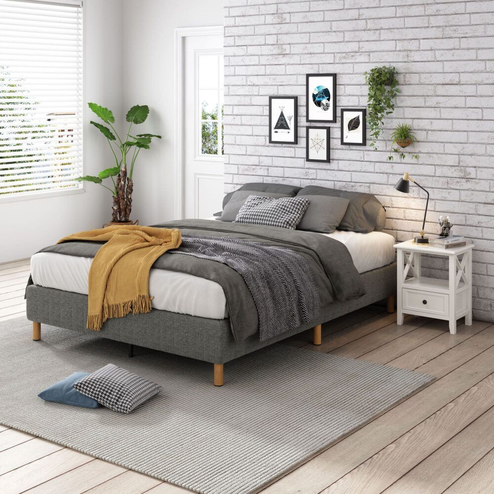 Metal Bedframe Mattress Foundation (Dark Grey)  King