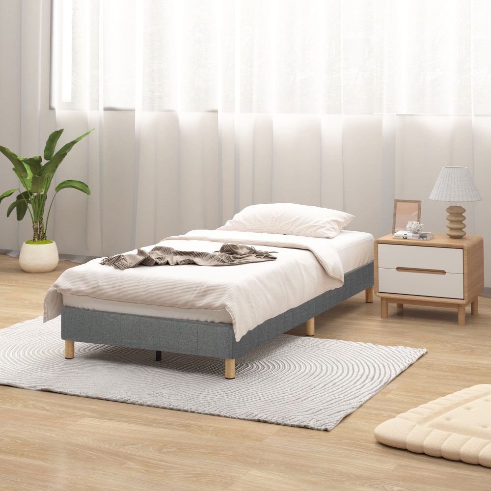 Metal Bedframe Mattress Foundation (Dark Grey)  King