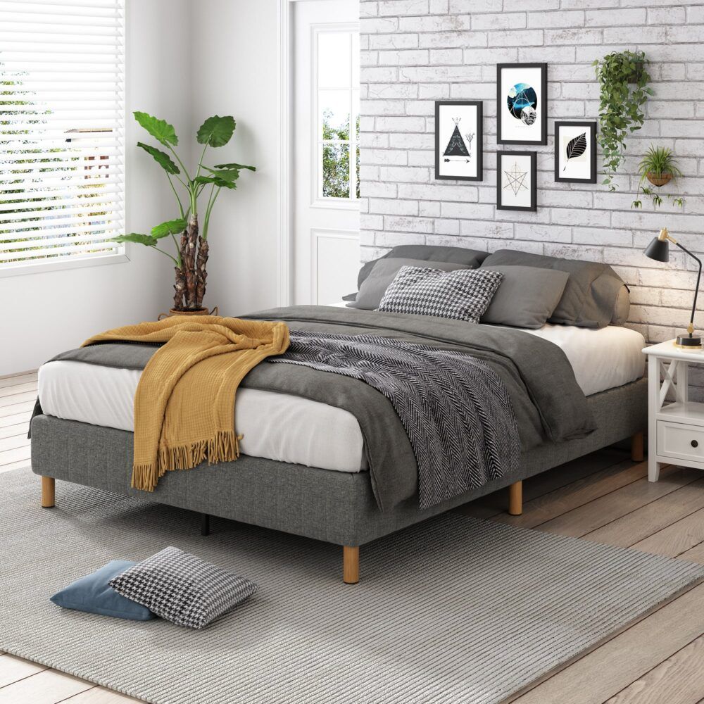 Metal Bedframe Mattress Foundation (Dark Grey)  King