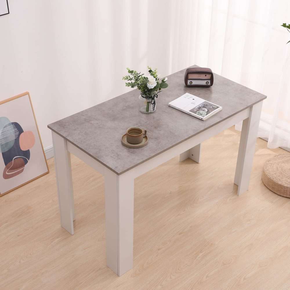 Dining Table Rectangular Wooden 120M-Grey&amp;White