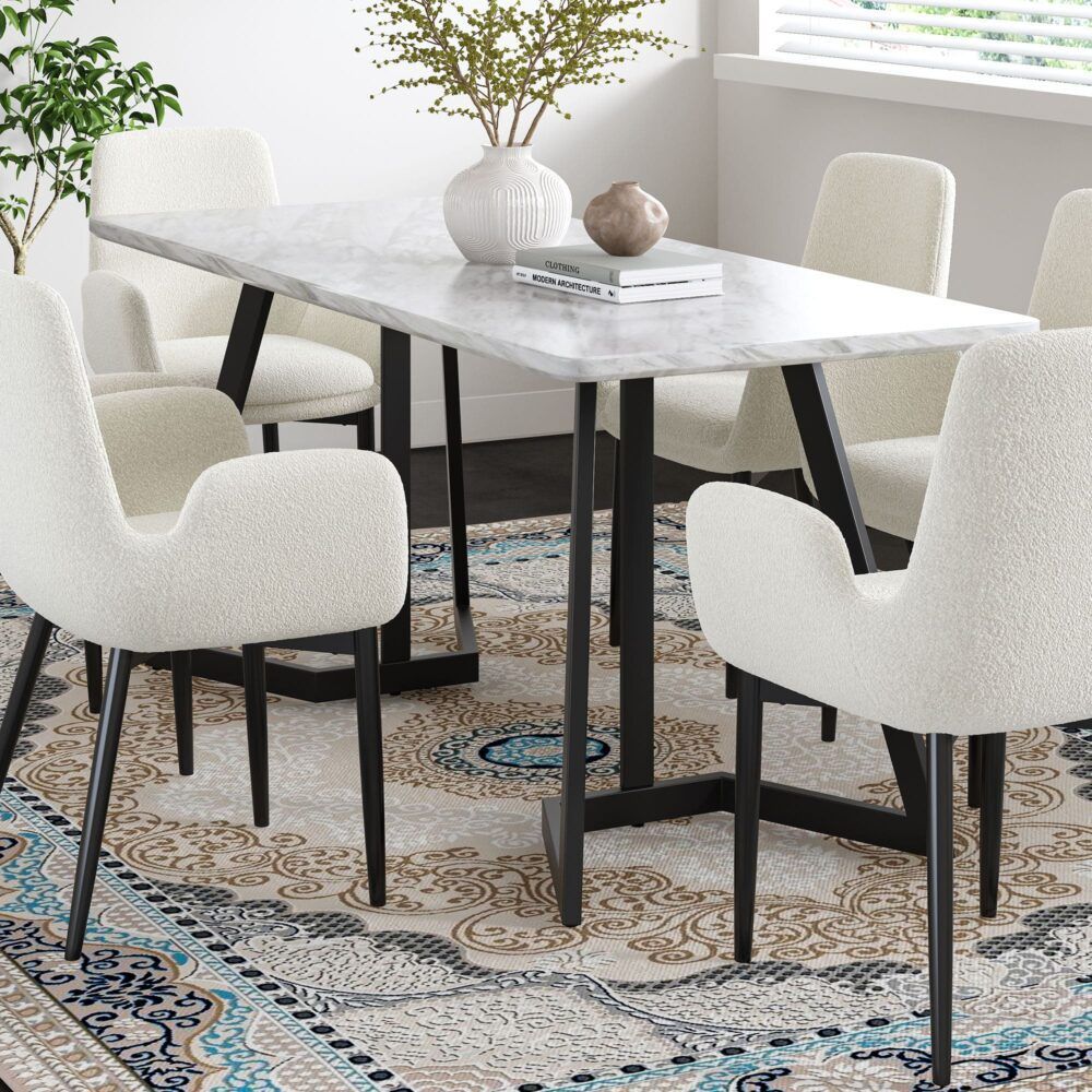 Rectangular Marble-Effect Table Bedworld