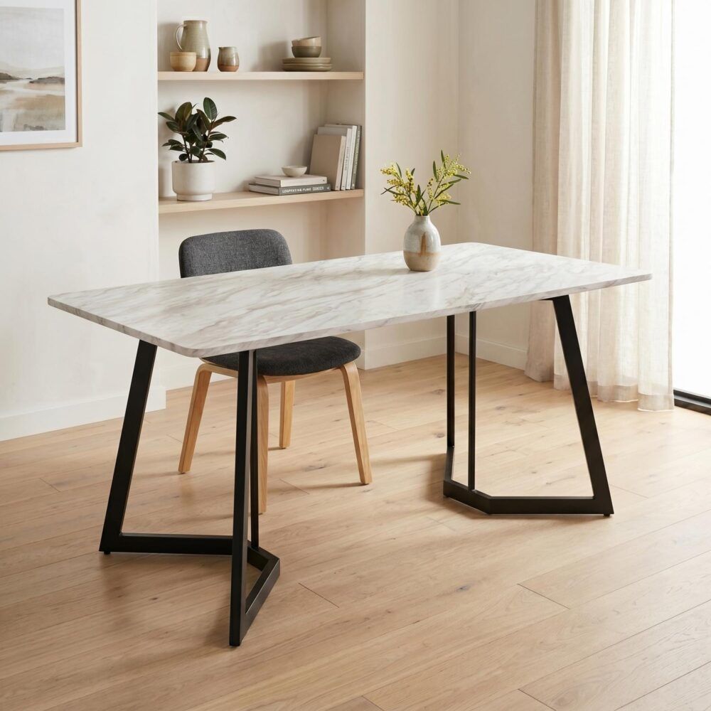 Rectangular Marble-Effect Table Bedworld