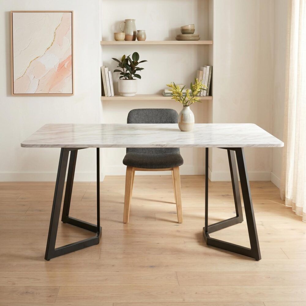 Rectangular Marble-Effect Table Bedworld