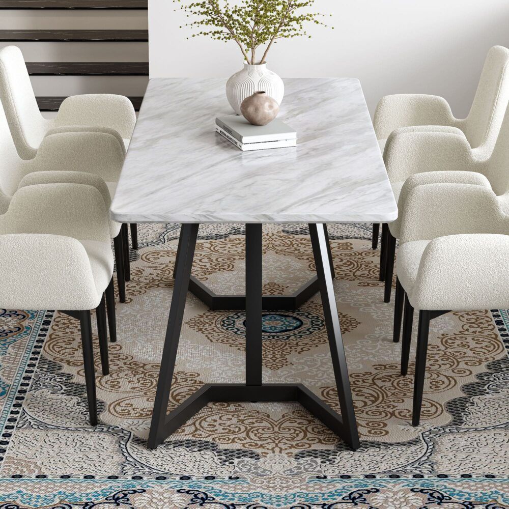Rectangular Marble-Effect Table Bedworld