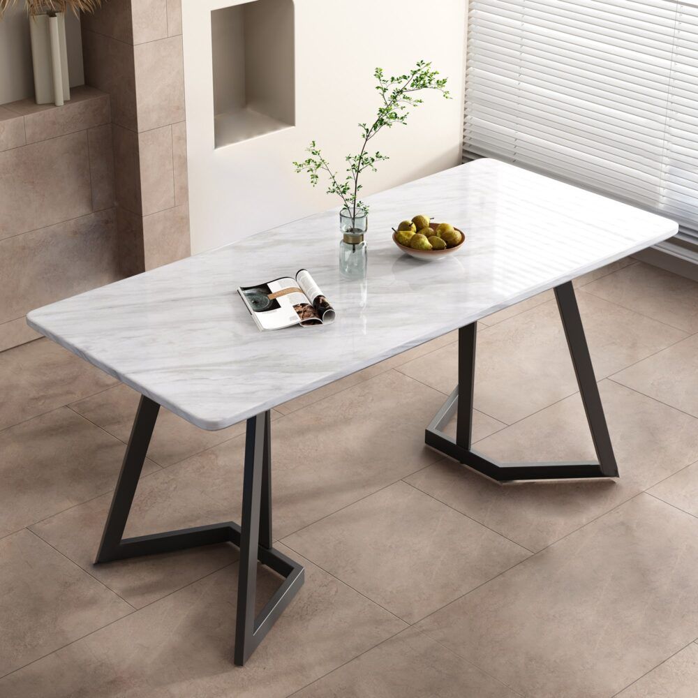 Rectangular Marble-Effect Table Bedworld